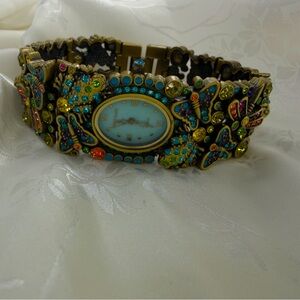 AUTHENTIC HEIDI DAUS "Spring Bling" Crystal Hinged Bangle Watch - Lg